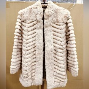 Fiancesse Cream Real Mink Fur Coat